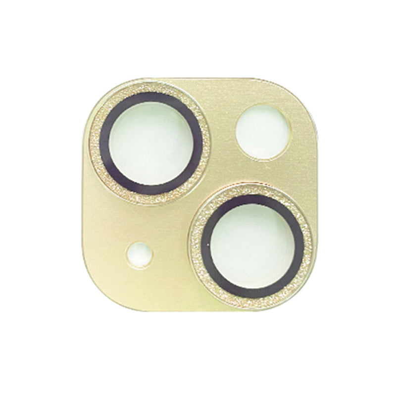 Uniqkart For iPhone 15 / 15 Plus Tempered Glass Camera Lens Protector Glitter Anti-scratch Rear Lens Film - Champagne Gold