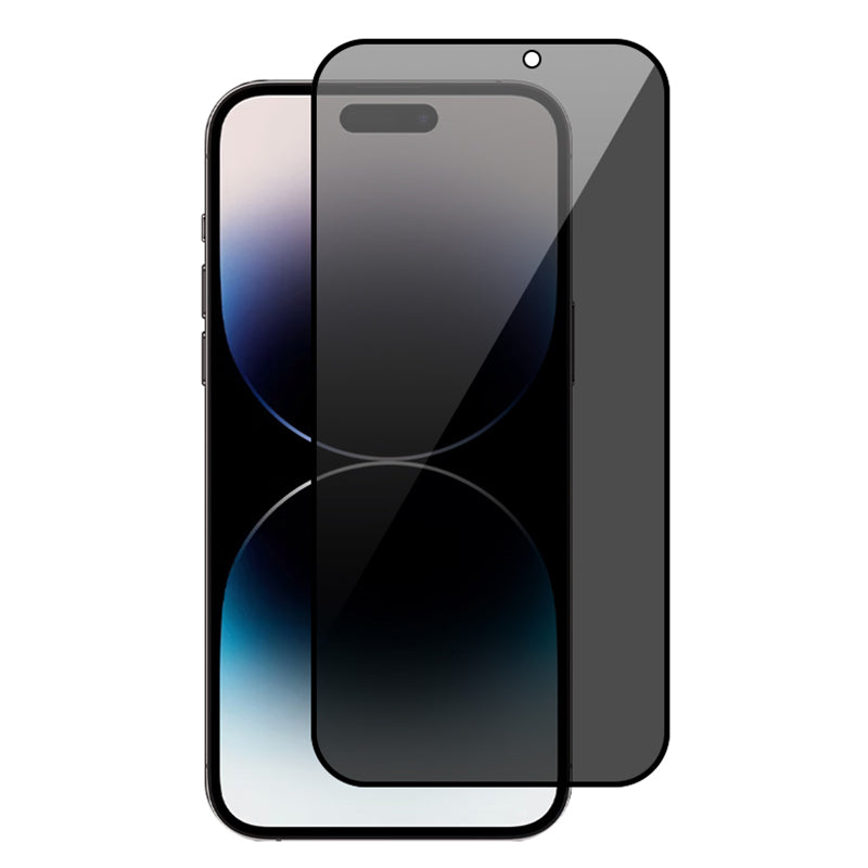Uniqkart For iPhone 15 Pro Anti-spy Silk Printing Black Edge Screen Protector Full Cover High Aluminium-silicon Glass Film