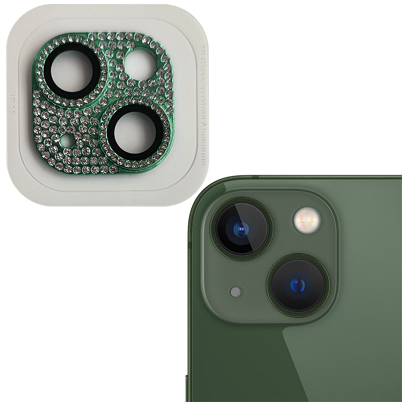 Uniqkart For iPhone 15 / 15 Plus Crystal Clear Camera Lens Protector Aluminum Alloy + Tempered Glass Lens Film - Green
