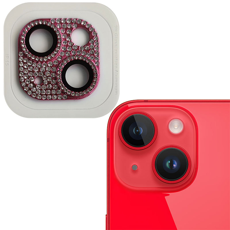 Uniqkart For iPhone 15 / 15 Plus Crystal Clear Camera Lens Protector Aluminum Alloy + Tempered Glass Lens Film - Red