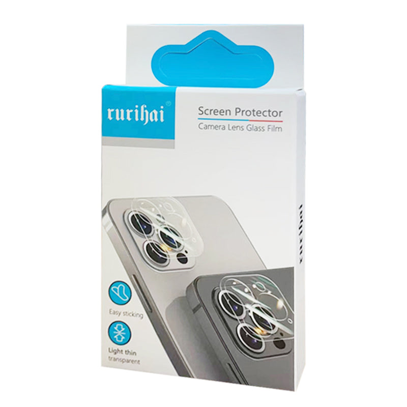 Uniqkart For iPhone 15 / 15 Plus Crystal Clear Camera Lens Protector Aluminum Alloy + Tempered Glass Lens Film - Sky Blue