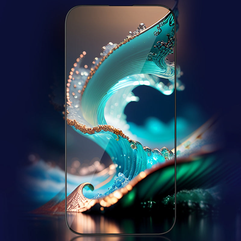 Uniqkart For iPhone 15 / 14 Pro Phone Full Screen Protector Silk Printing Full Glue 2.5D Tempered Glass Film