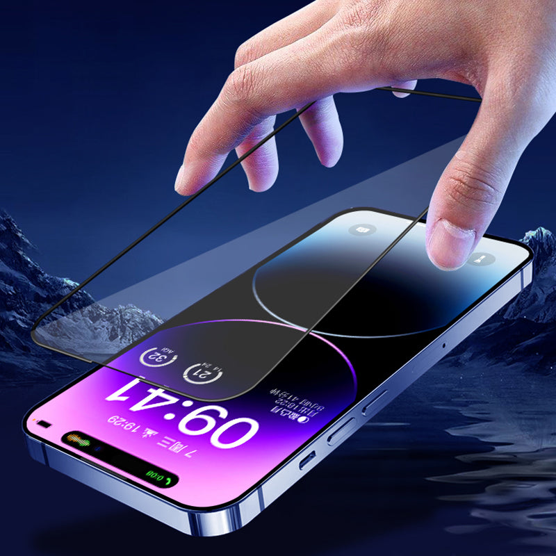 Uniqkart For iPhone 15 / 14 Pro Phone Full Screen Protector Silk Printing Full Glue 2.5D Tempered Glass Film