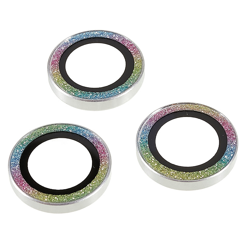 Uniqkart for iPhone 15 Pro / 15 Pro Max Camera Lens Protector Set Tempered Glass Glitter Bling Ring Lens Film - Multi-color