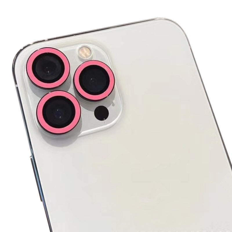 Uniqkart for iPhone 15 Pro / 15 Pro Max Luminous Camera Lens Protector Set Tempered Glass Individual Ring Lens Film - Rose