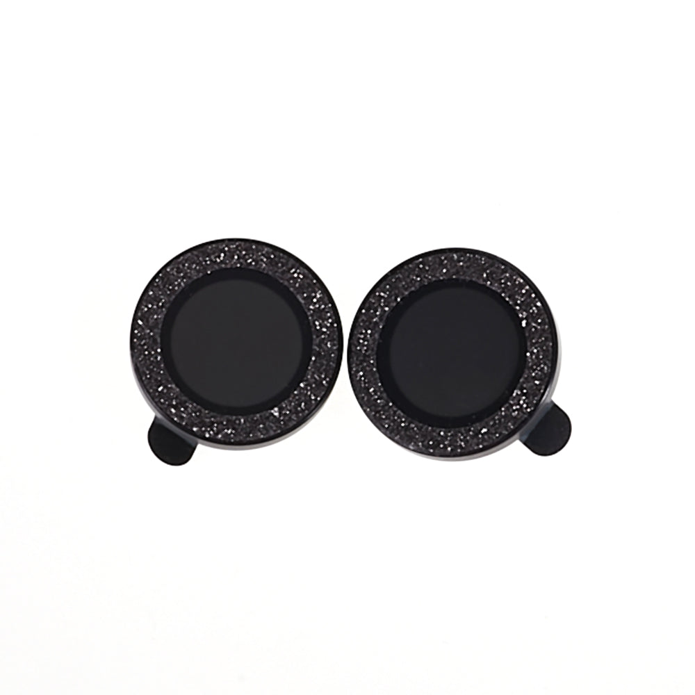 Uniqkart for iPhone 15 / 15 Plus Camera Lens Protector Set Bling Glitter Metal Ring Tempered Glass Lens Film - Black