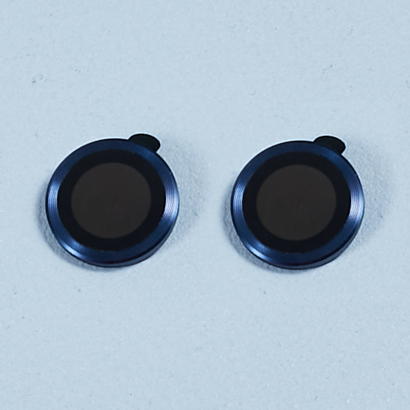 Uniqkart for iPhone 15 / 15 Plus Camera Lens Protector Set Electroplating Ring HD Tempered Glass Lens Film - Dark Blue