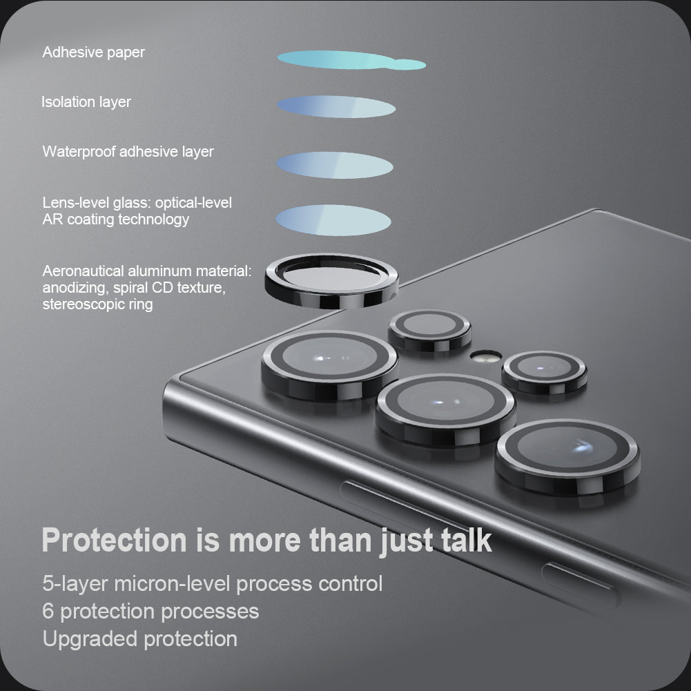 NILLKIN 1 Set For Samsung Galaxy S24 Ultra Camera Lens Protector Clear Individual Ring Rear Lens Film