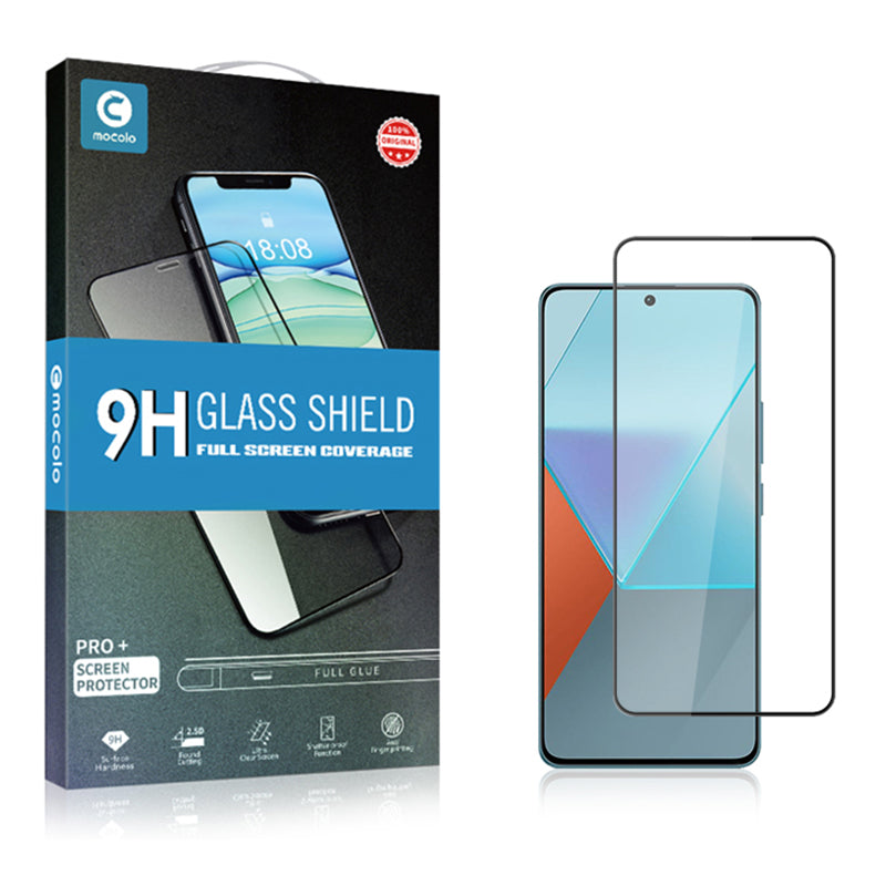 MOCOLO For Xiaomi Redmi Note 13 Pro 5G Silk Printing Film HD Clear Tempered Glass Full Screen Protector - Black