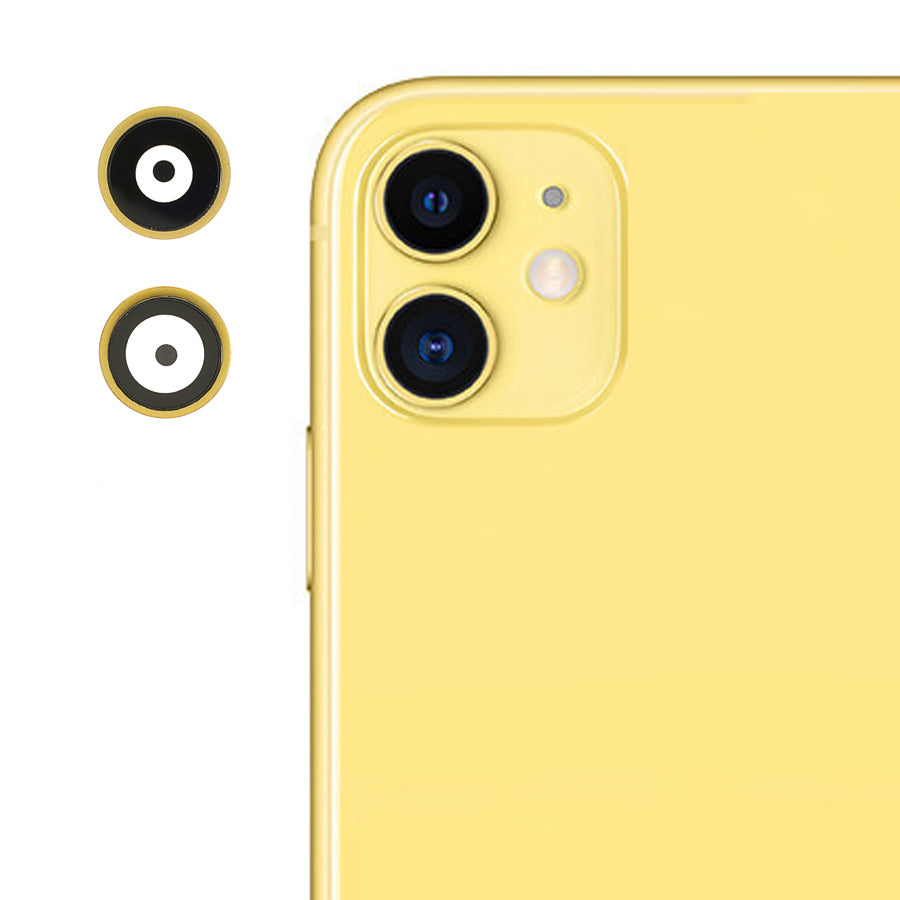 OEM Camera Lens Screen Ring Cover with Glass Lens Film for iPhone 11 6.1 inch - Yellow