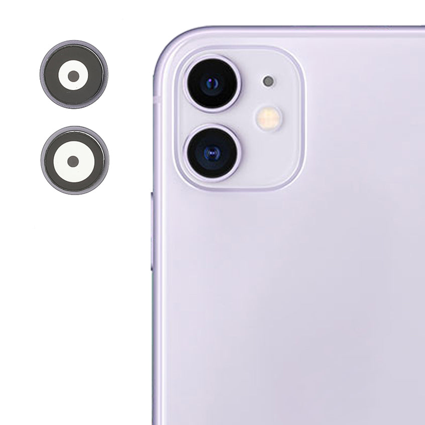 OEM Camera Lens Screen Ring Cover with Glass Lens Film for iPhone 11 6.1 inch - Purple