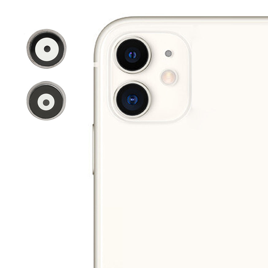 OEM Camera Lens Screen Ring Cover with Glass Lens Film for iPhone 11 6.1 inch - White
