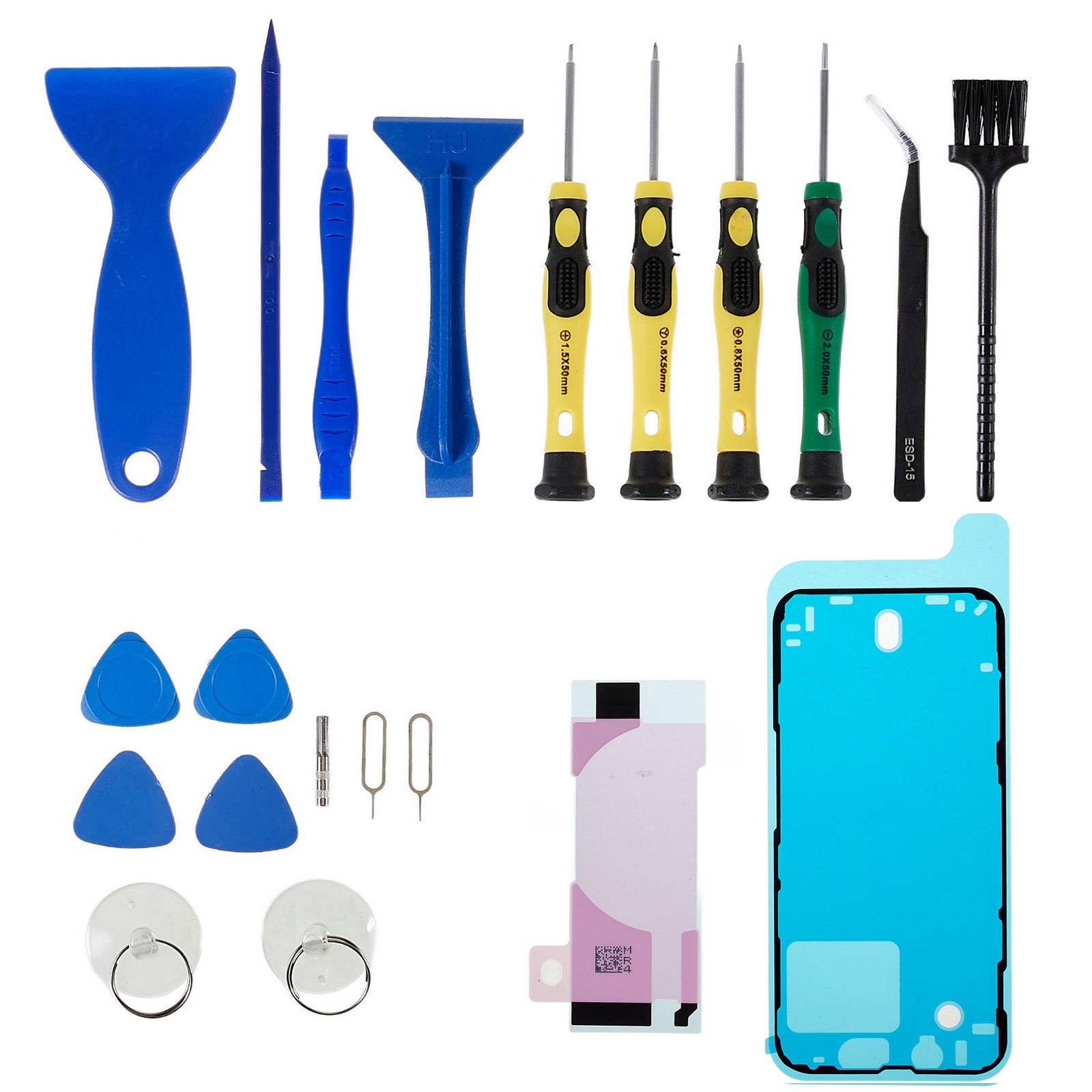 JF-8182 21-in-1 Precision Screwdriver Set for iPhone 13 mini 5.4 inch Battery Adhesive Tape Sticker + Middle Plate Frame Waterproof Adhesive Sticker, Cellphone Repair Tool Kit Opening Pry Tools Fix Phone Screen Battery