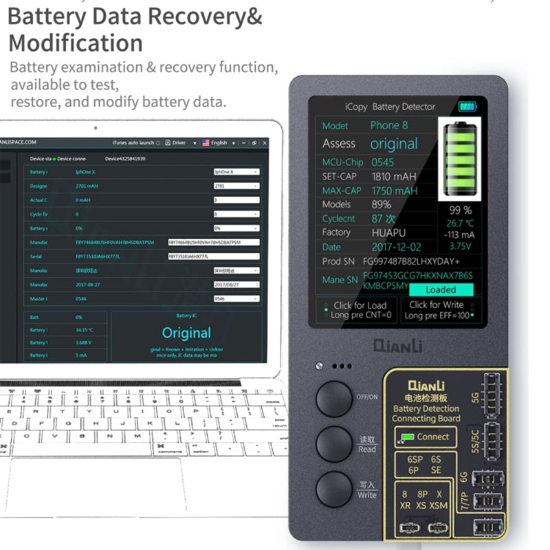 Uniqkart iCopy Plus 3-in-1 LCD Screen Original Color Repair Programmer True Tone Light Sensor Battery Repair