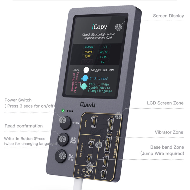 Uniqkart iCopy Plus 3-in-1 LCD Screen Original Color Repair Programmer True Tone Light Sensor Battery Repair