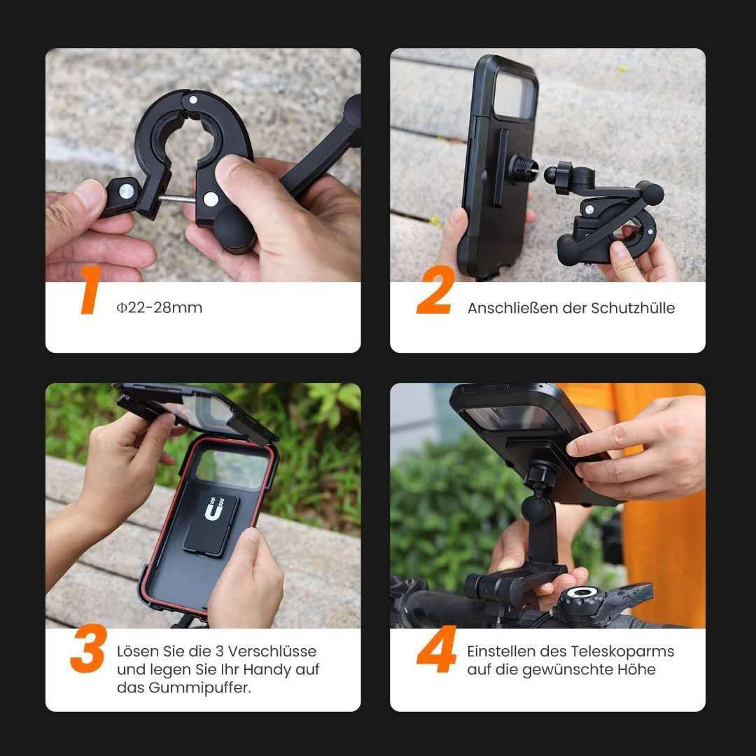 HL-69 Bike Handlebar Cell Phone Holder Mount Waterproof Phone Case Cycling Motorcycle Touch Screen Holder Bracket