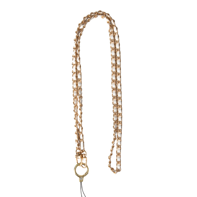 Purse Chain Strap 120cm Phone Crossbody Bag Chains Handbag Shoulder Leather Strap with Metal Buckles - Gold / Black