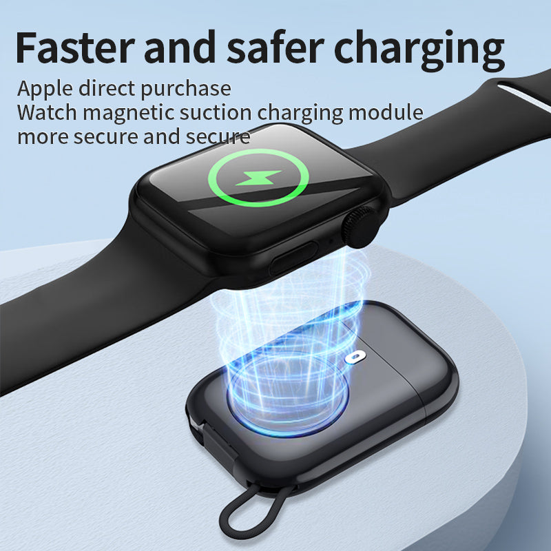 W01 Portable Wireless Charger for Apple Watch Power Bank Magnetic Travel Smart Watch Charger - White