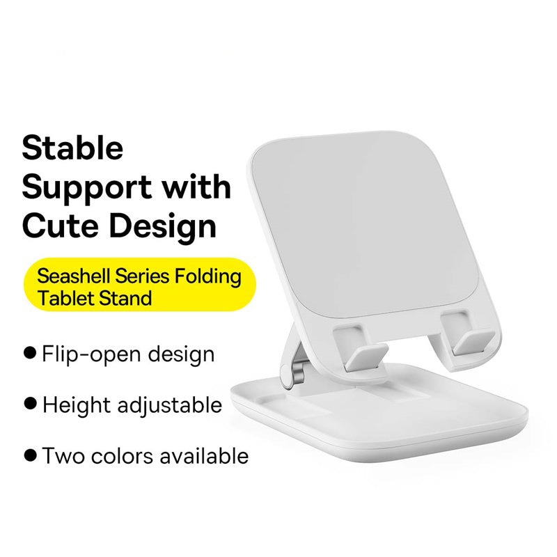 Uniqkart BS-HP009 Foldable Tablet Stand Height Adjustable ABS+PC Tablet Holder Desktop Organizer - White