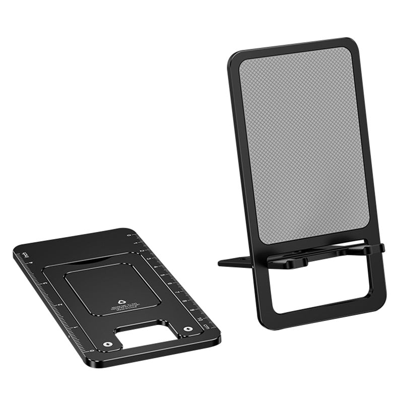 Cell Phone Stand Folding Aluminum Alloy Tablet Holder Bracket Portable Travel Holder - Black