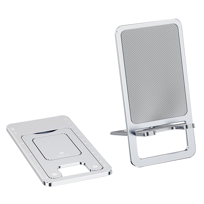 Cell Phone Stand Folding Aluminum Alloy Tablet Holder Bracket Portable Travel Holder - Silver