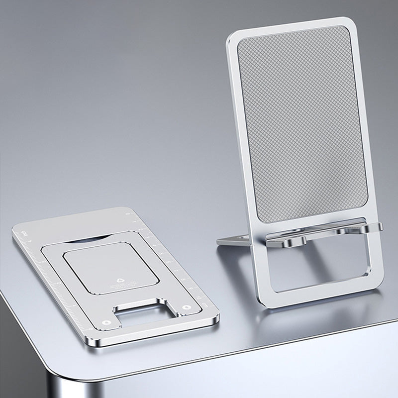 Cell Phone Stand Folding Aluminum Alloy Tablet Holder Bracket Portable Travel Holder - Silver