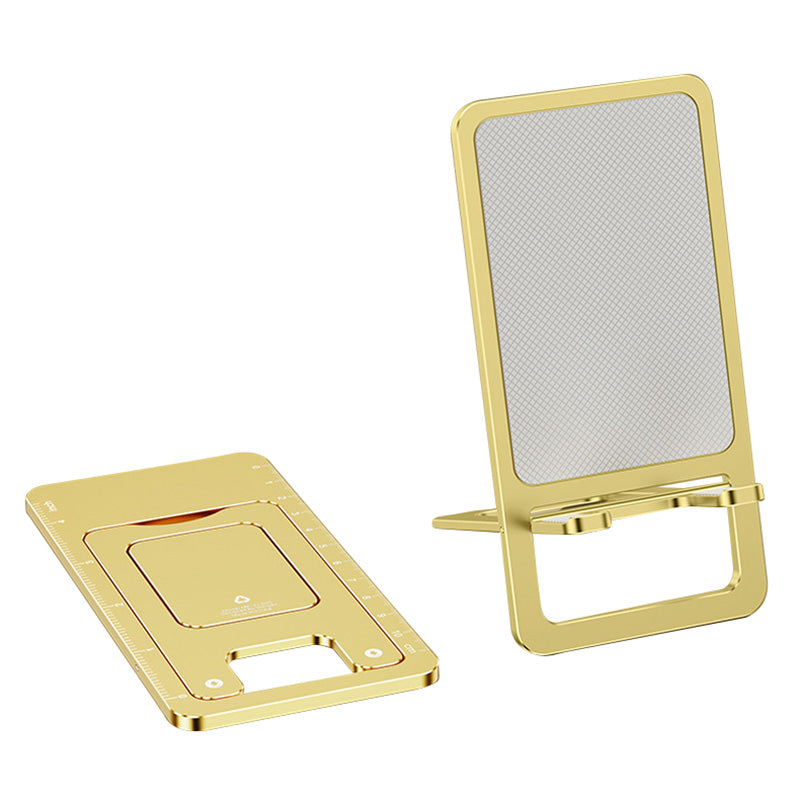 Cell Phone Stand Folding Aluminum Alloy Tablet Holder Bracket Portable Travel Holder - Gold