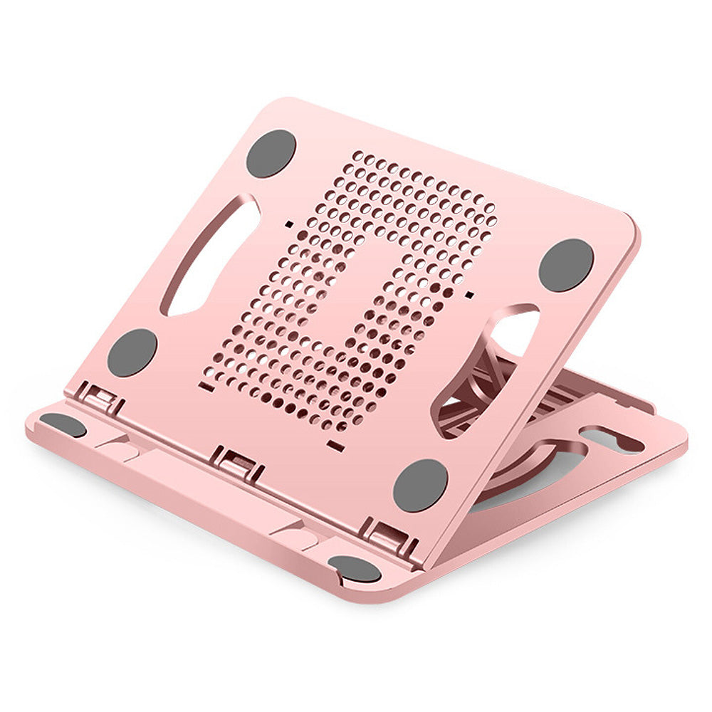 Portable Height Adjustable Laptop Cooling Base Rotatable Notebook Cooler Stand Phone Holder - Pink