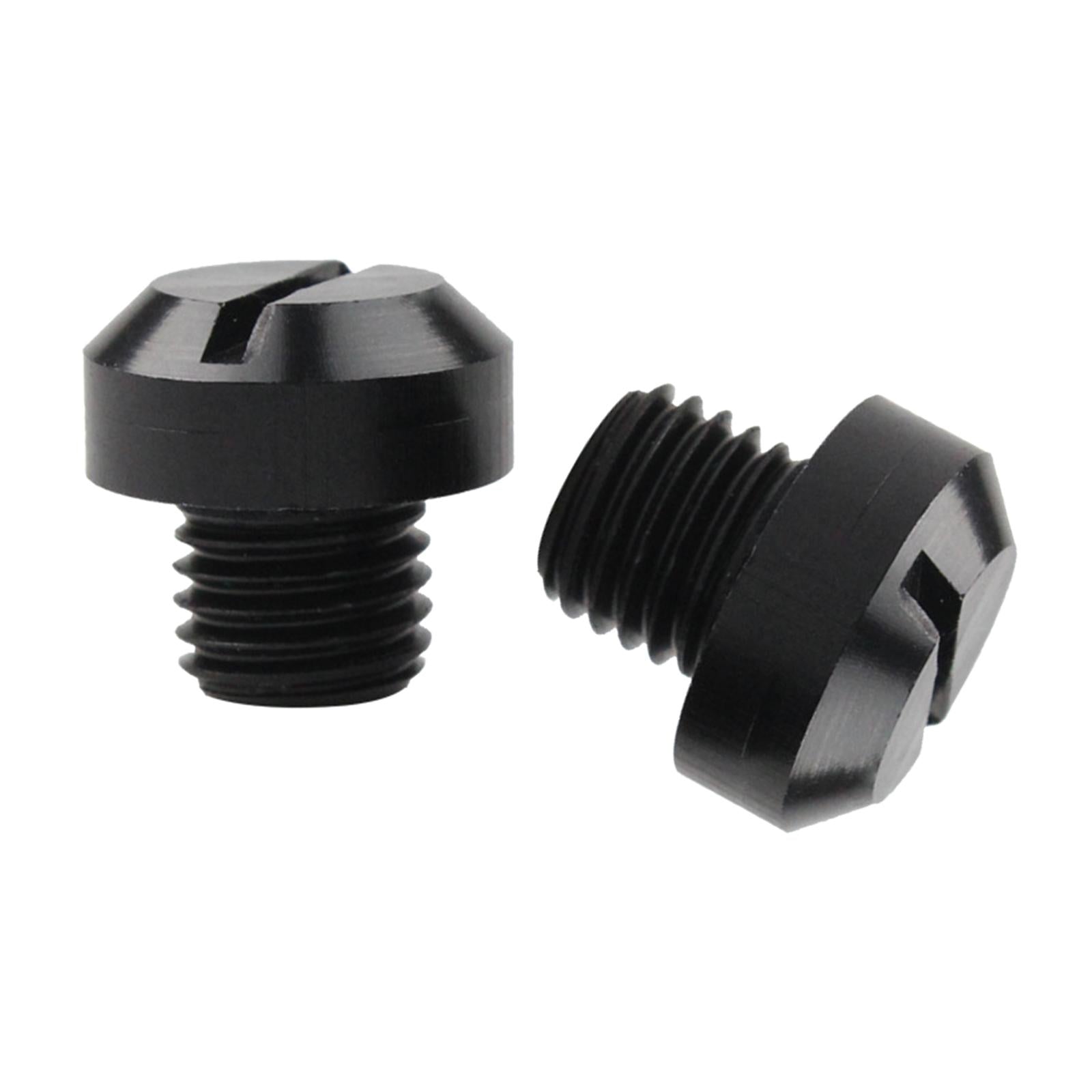 2 Pcs M10x1.25 Rearview Mirrors Thread Hole Plug Screw Bolts Black Positive