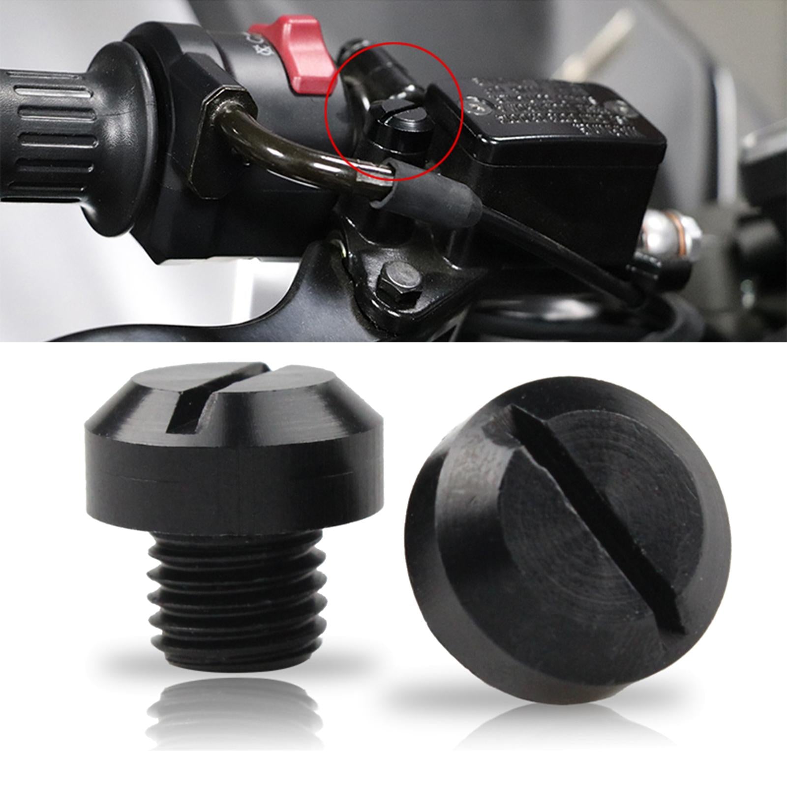 2 Pcs M10x1.25 Rearview Mirrors Thread Hole Plug Screw Bolts Black Positive