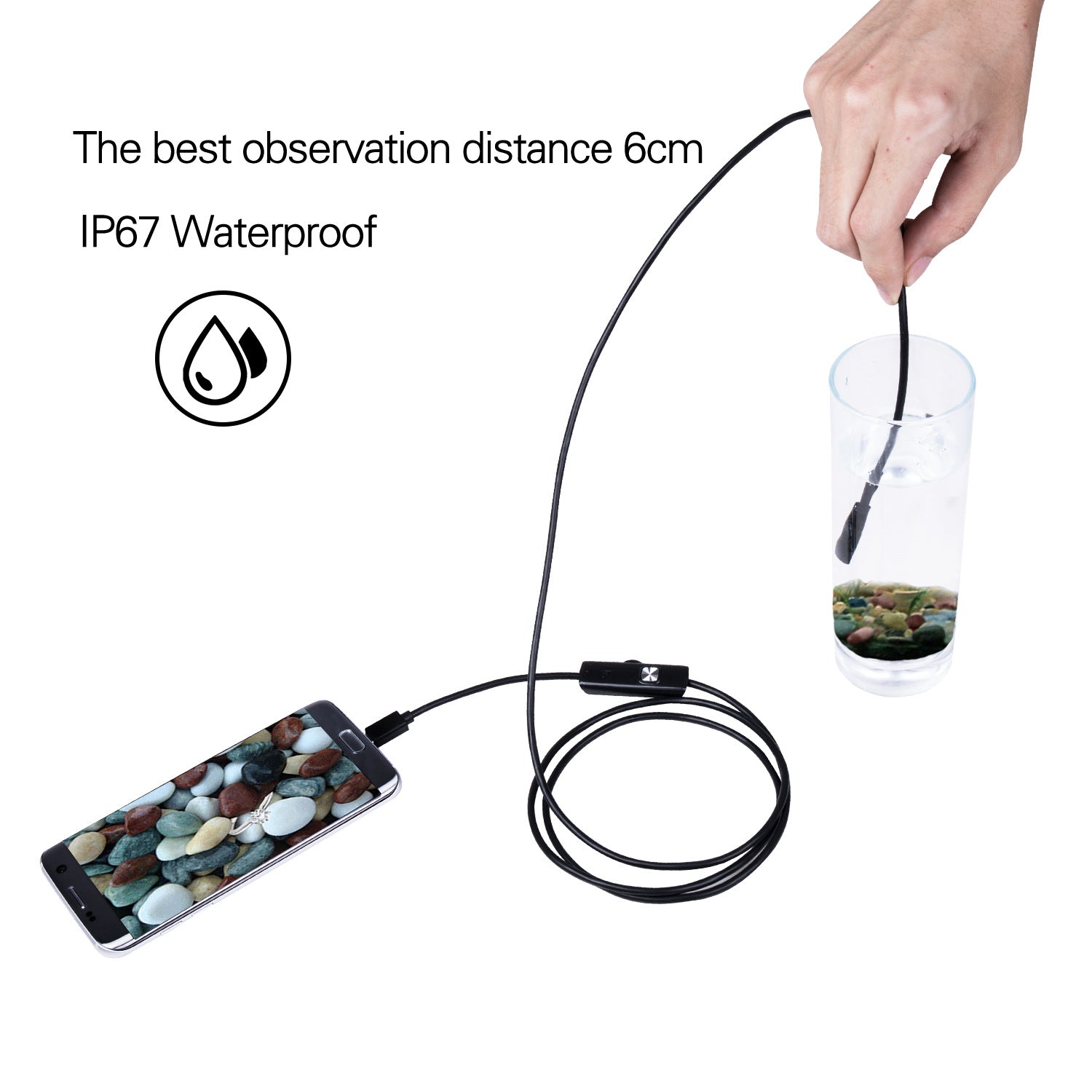 1m USB Inspection Camera Borescope Scope Camera with 5.5mm / 6 LED Lights for Android Windows IP67 Waterproof Smart Phone Endoscope