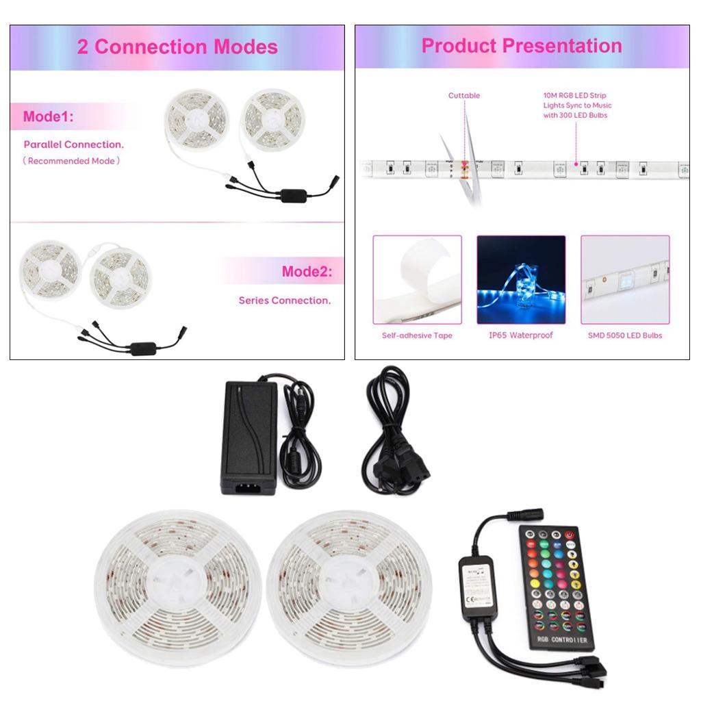 10M 33ft 300SMD Flexible LED Light Strip Lamp DC 12V + Controller - US Stock