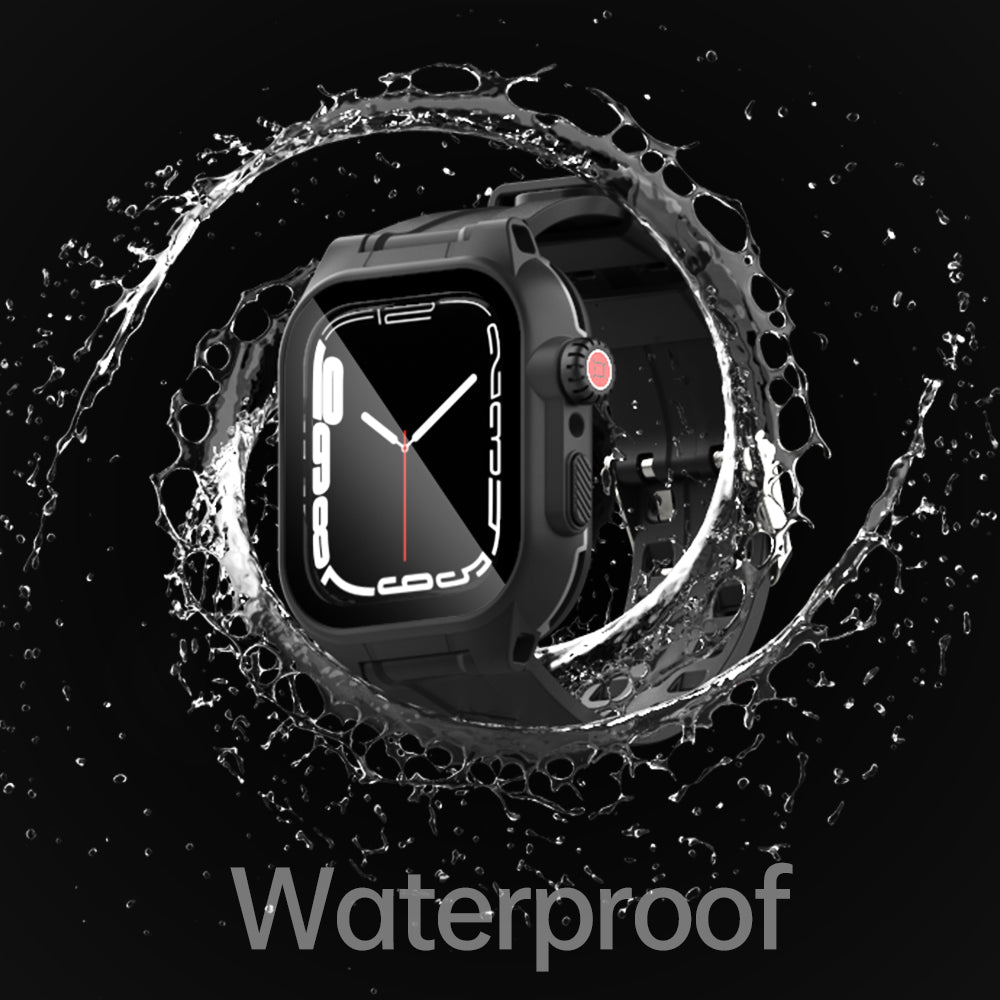 SHELLBOX For Apple Watch Series 8 45mm / 7 45mm Waterproof Case Shockproof Screen Protective Case with Silicone Watch Band