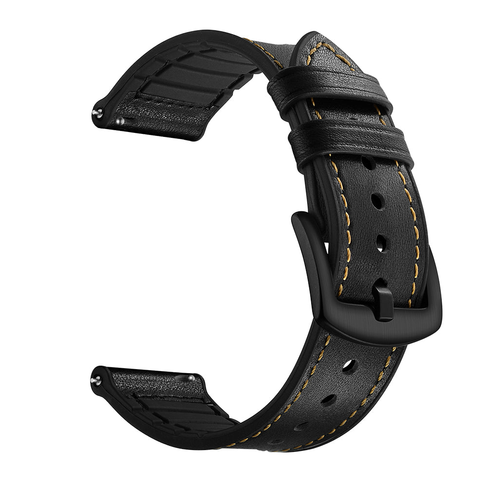 22mm Genuine Leather Coated Silicone Smart Watch Strap for Samsung Gear S3 Classic / Gear S3 Frontier - Black