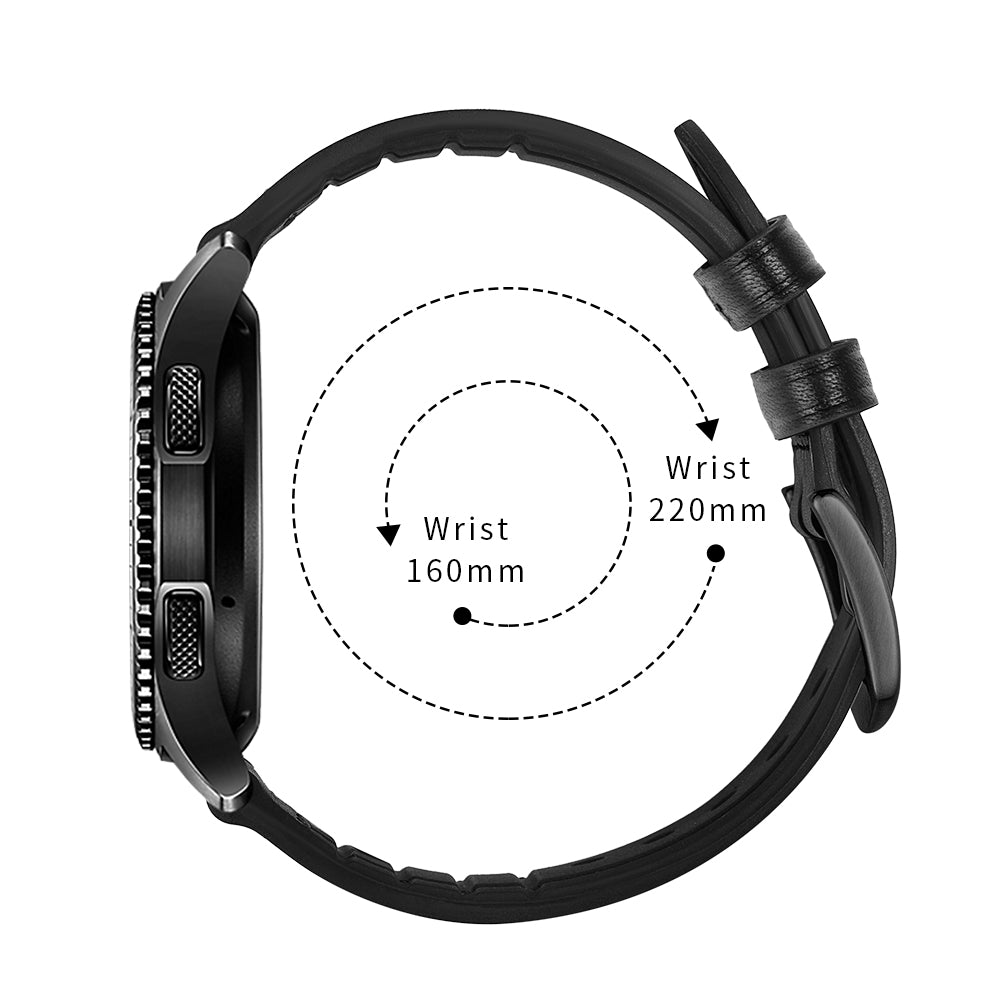 22mm Genuine Leather Coated Silicone Smart Watch Strap for Samsung Gear S3 Classic / Gear S3 Frontier - Black