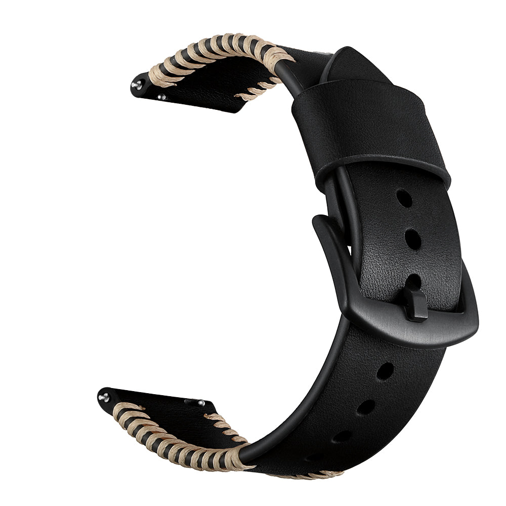 20mm Pork Ribs Style Genuine Leather Coated Smart Watch Strap for Samsung Galaxy Watch 42mm - Black