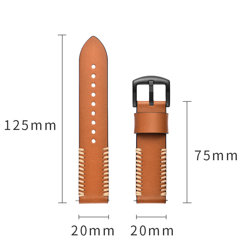 20mm Pork Ribs Style Genuine Leather Coated Smart Watch Strap for Samsung Galaxy Watch 42mm - Brown