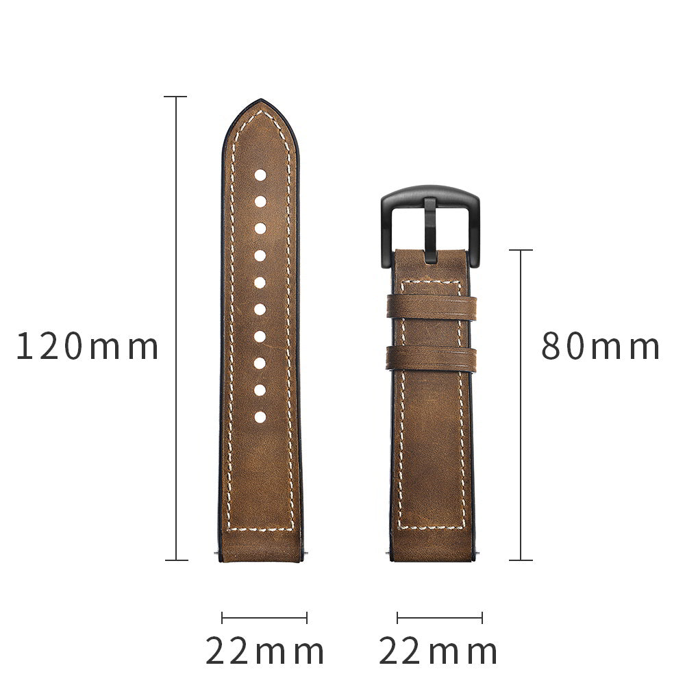 Uniqkart for Samsung Galaxy Watch 46mm Silicone Cowhide Leather GW-Titanium Silver 22mm Watch Band - Brown