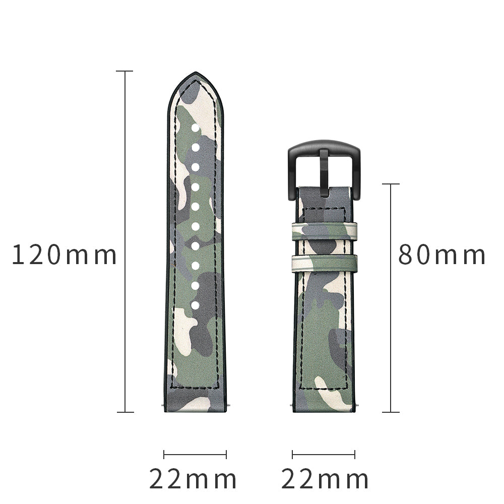 22mm Silicone + Leather Camouflage Watch Strap for Samsung Gear S3 Classic/S3 Frontier - Camouflage Green