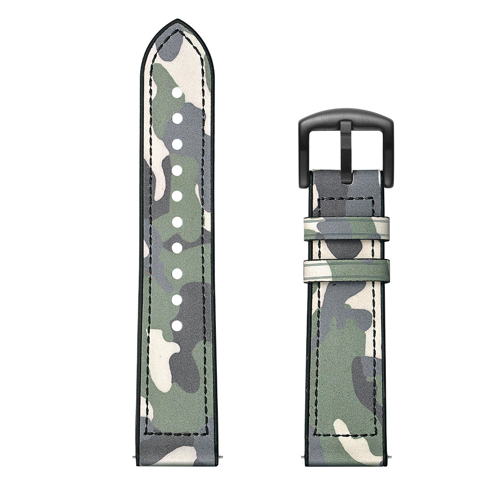 22mm Silicone + Leather Camouflage Watch Strap for Samsung Gear S3 Classic/S3 Frontier - Camouflage Green