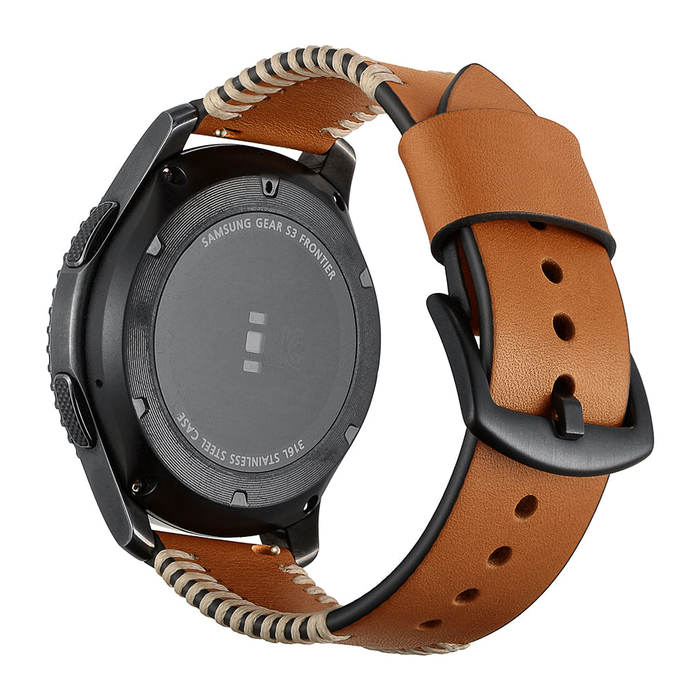22mm Top Layer Cowhide Leather Watch Strap Watchband Replacement for Samsung Gear S3 Classic/S3 Frontier - Brown