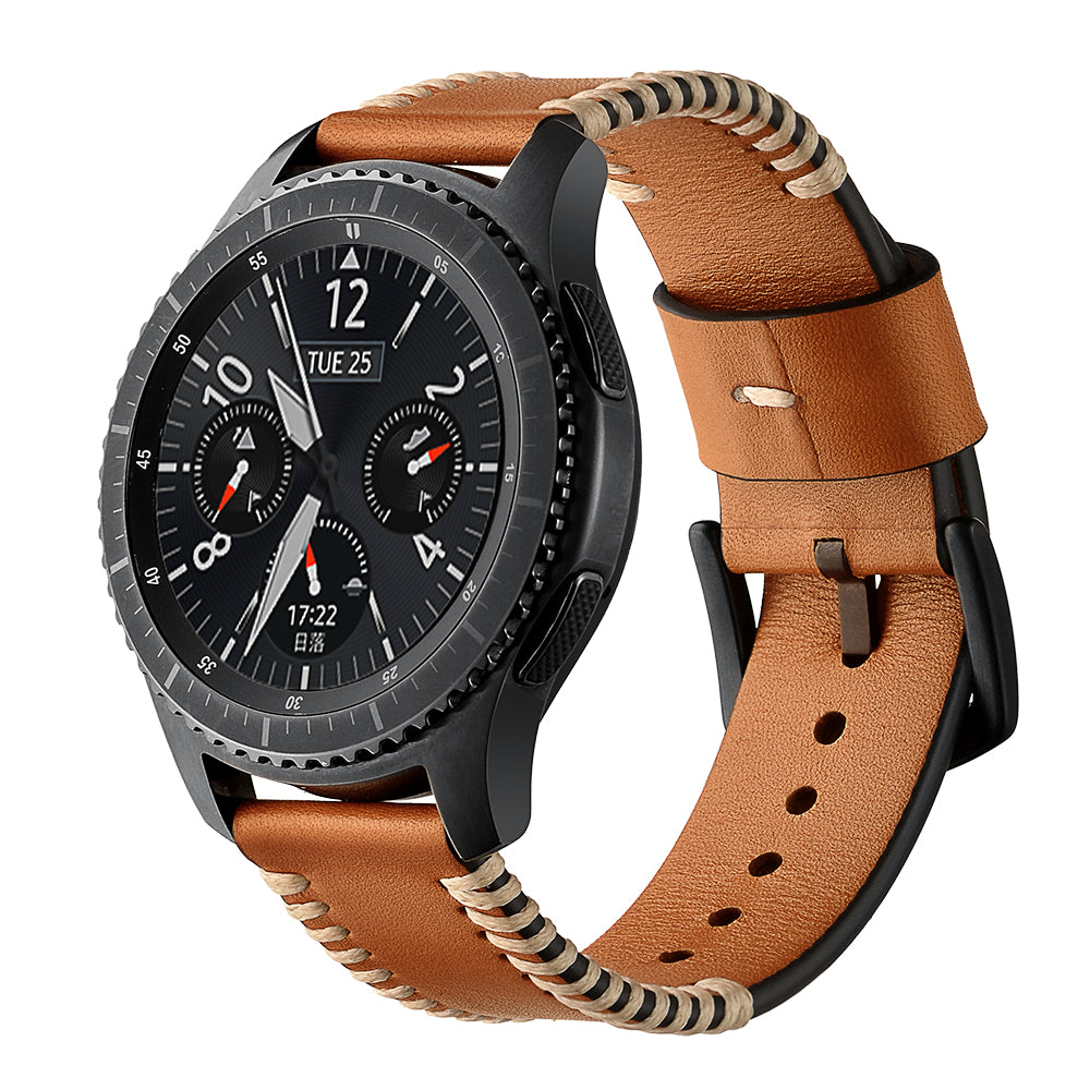 22mm Top Layer Cowhide Leather Watch Strap Watchband Replacement for Samsung Gear S3 Classic/S3 Frontier - Brown