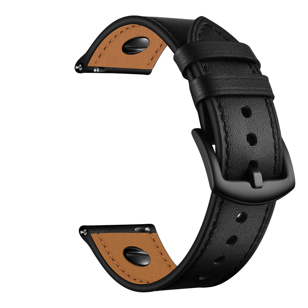 22mm Genuine Leather Watch Band Replacement for Samsung Gear S3/Galaxy Watch 46mm etc. - Black