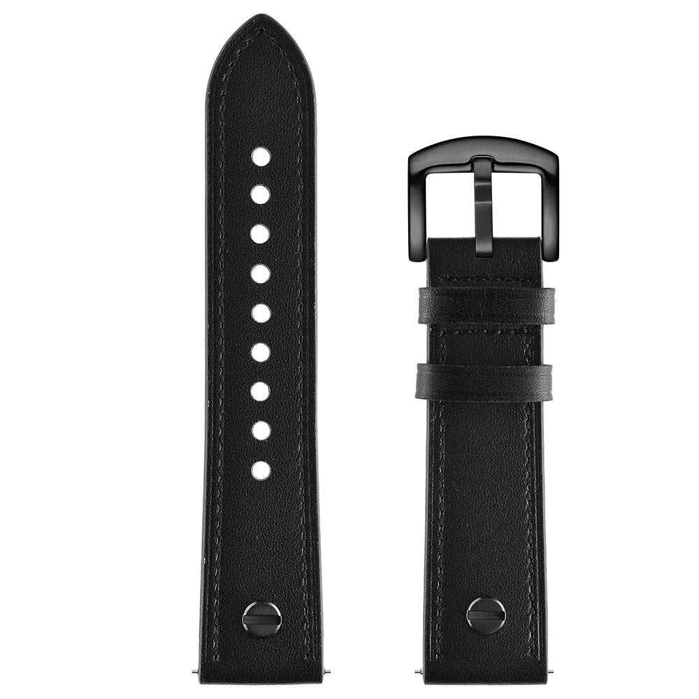 22mm Genuine Leather Watch Band Replacement for Samsung Gear S3/Galaxy Watch 46mm etc. - Black