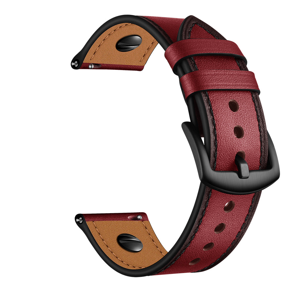 22mm Genuine Leather Watch Band Replacement for Samsung Gear S3/Galaxy Watch 46mm etc. - Red