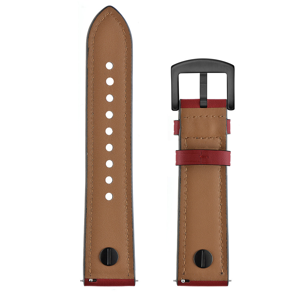 22mm Genuine Leather Watch Band Replacement for Samsung Gear S3/Galaxy Watch 46mm etc. - Red