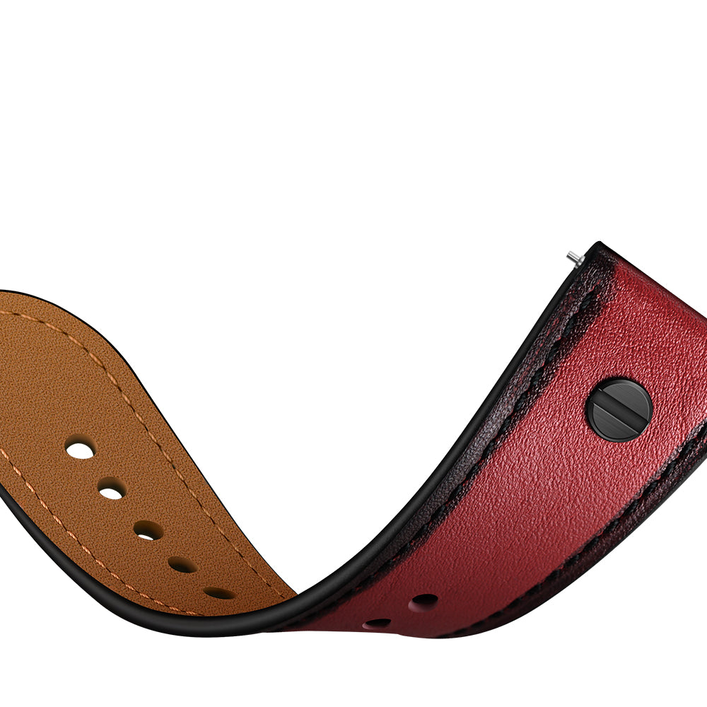 22mm Genuine Leather Watch Band Replacement for Samsung Gear S3/Galaxy Watch 46mm etc. - Red