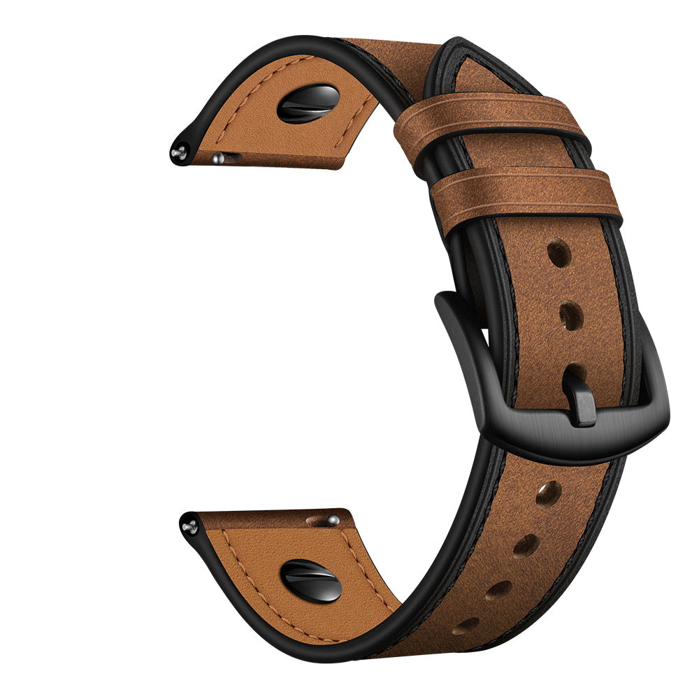 22mm Genuine Leather Watch Band Replacement for Samsung Gear S3/Galaxy Watch 46mm etc. - Brown Crazy Horse