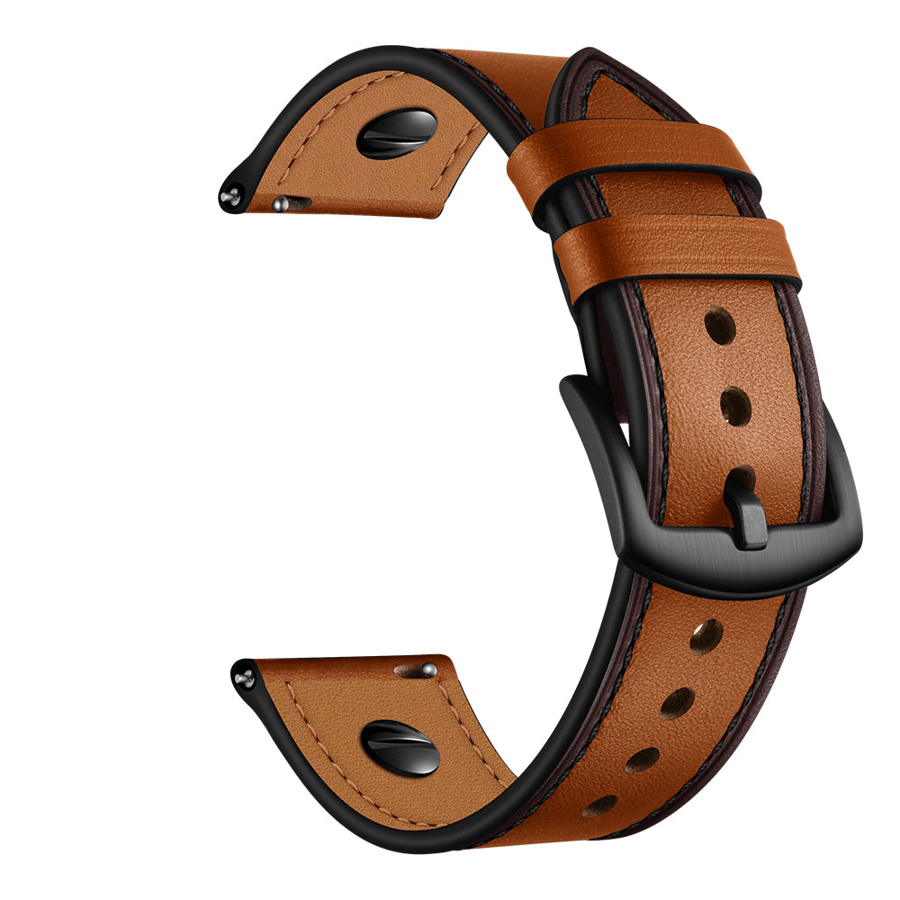 22mm Genuine Leather Watch Band Replacement for Samsung Gear S3/Galaxy Watch 46mm etc. - Brown