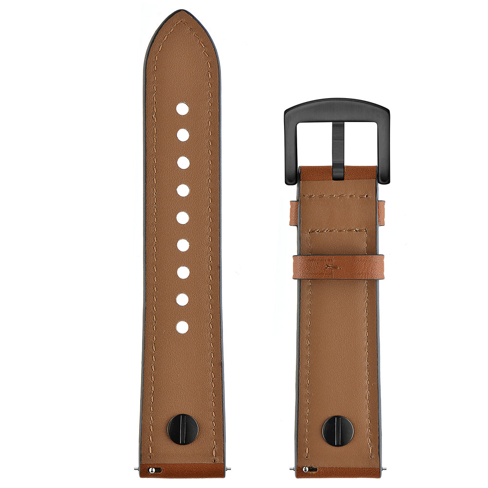 22mm Genuine Leather Watch Band Replacement for Samsung Gear S3/Galaxy Watch 46mm etc. - Brown